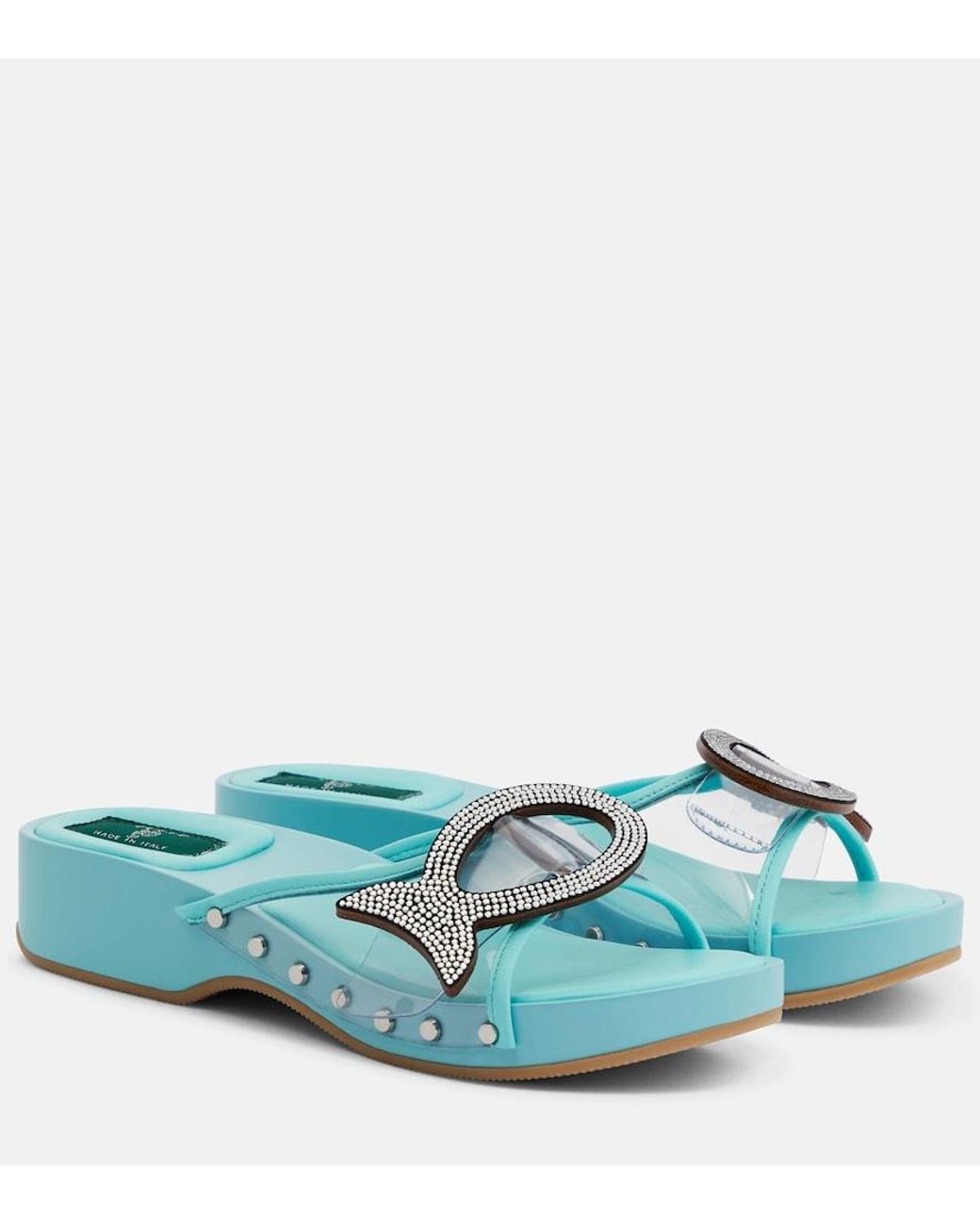 Emilio Pucci Blue Musa Crystal-Embellished Pvc Clogs