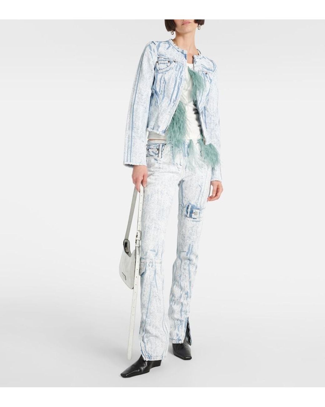 Acne Blue Printed Denim Jacket