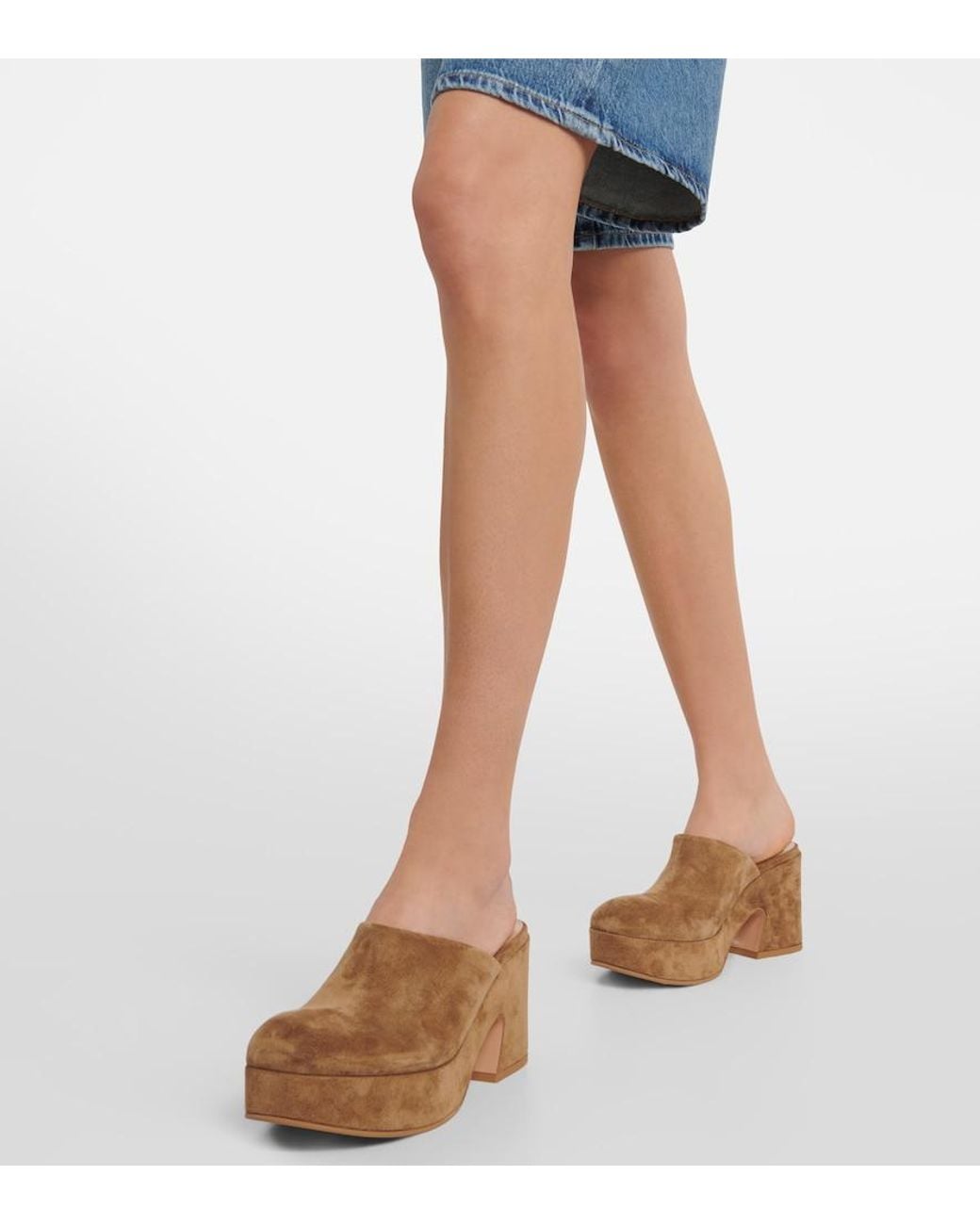 Gianvito Rossi Brown Lyss Suede Platform Mules