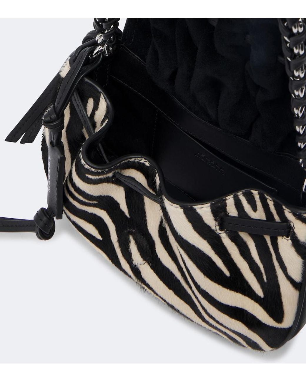 Isabel Marant Black Bolton Xs Calf Hair And Leather Shoulder Bag