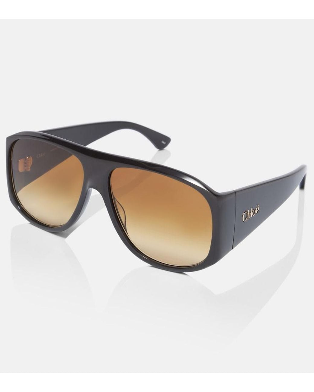 Chloé Brown Logo Oversized Sunglasses