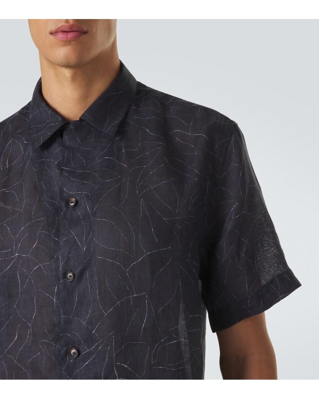 Brioni Black Printed Linen Shirt for men