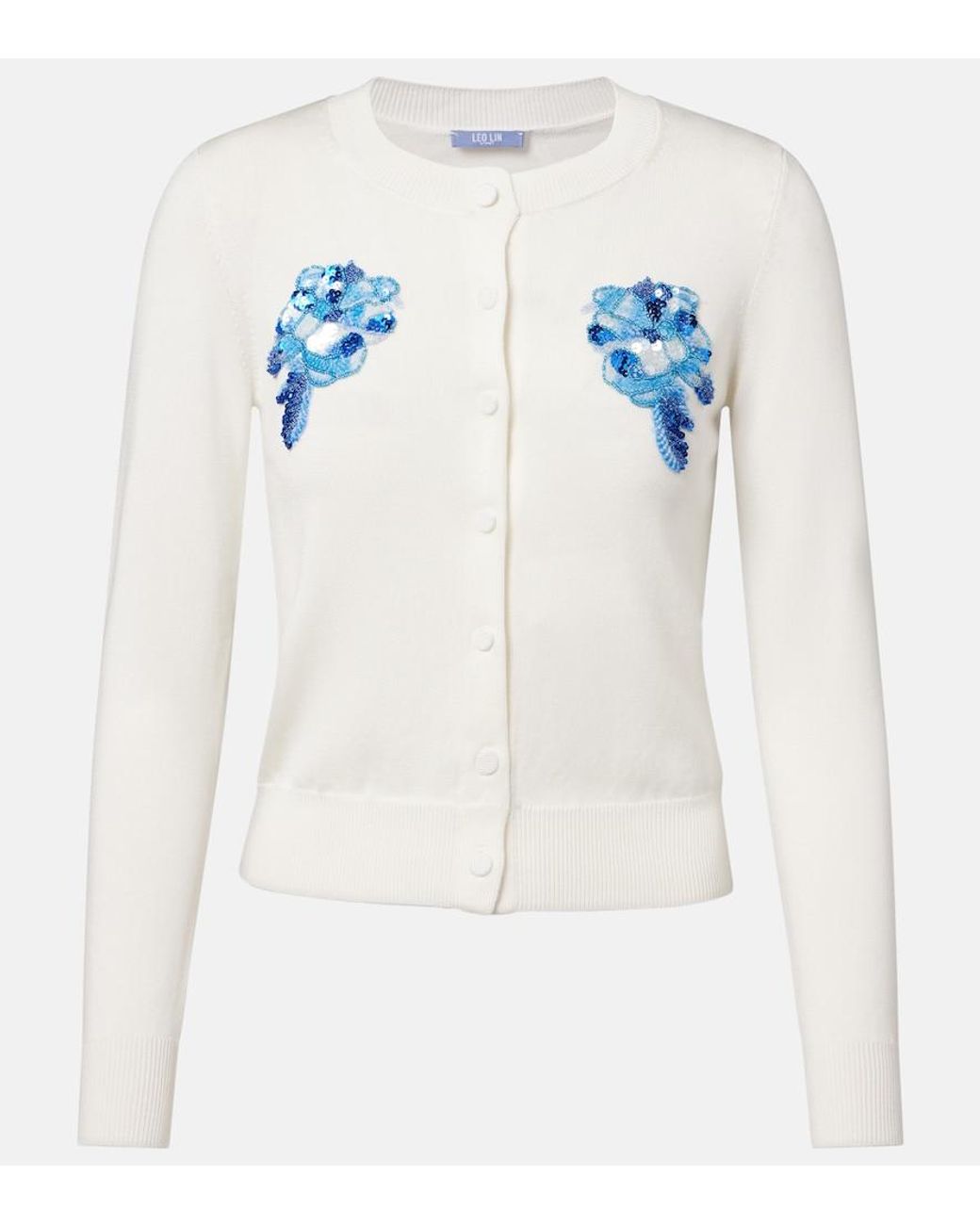 LEO LIN Blue Claire Embellished Cardigan