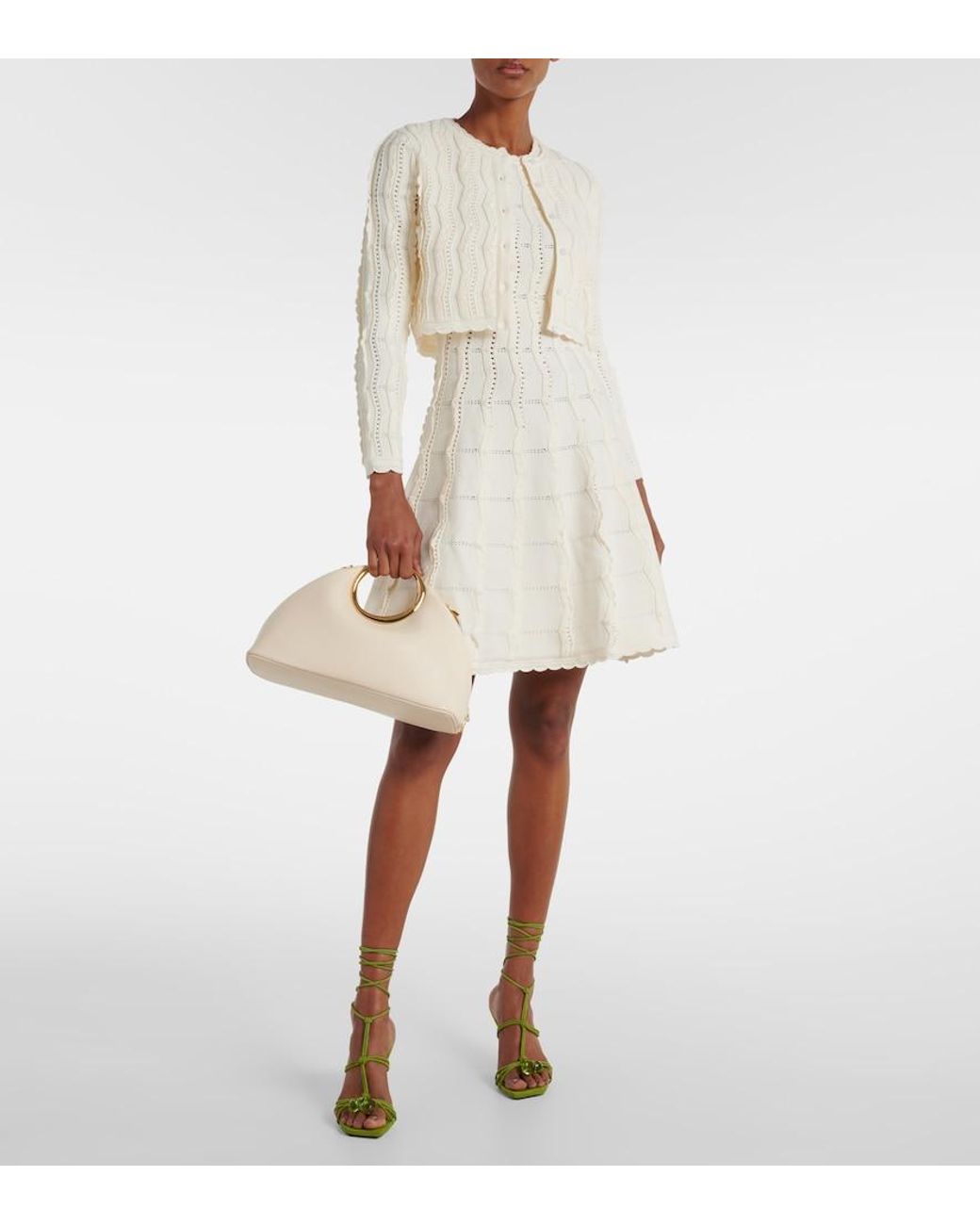 Oscar de la Renta White Knitted Minidress