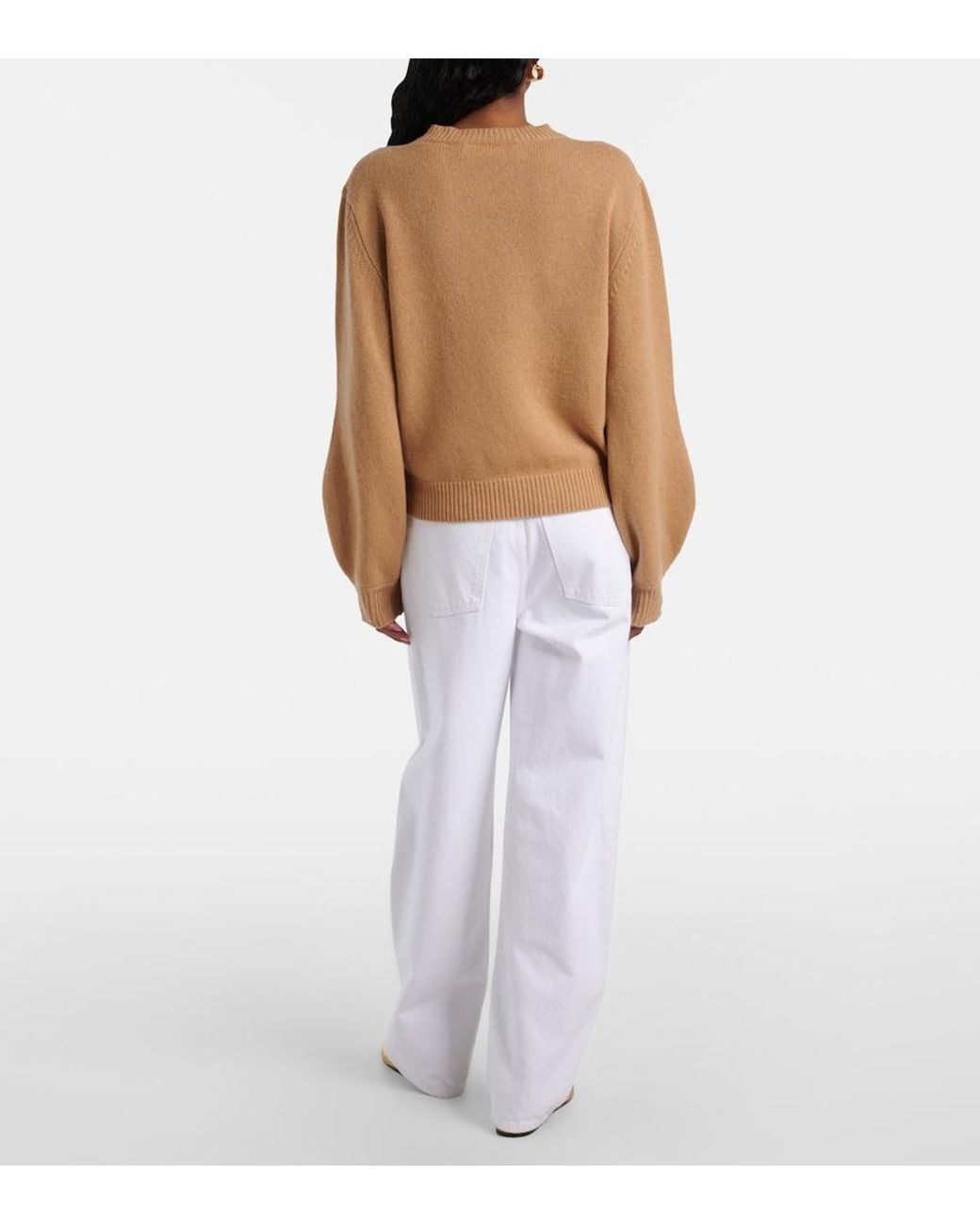Marni Natural Cashmere Knit Sweater With V-Neckline