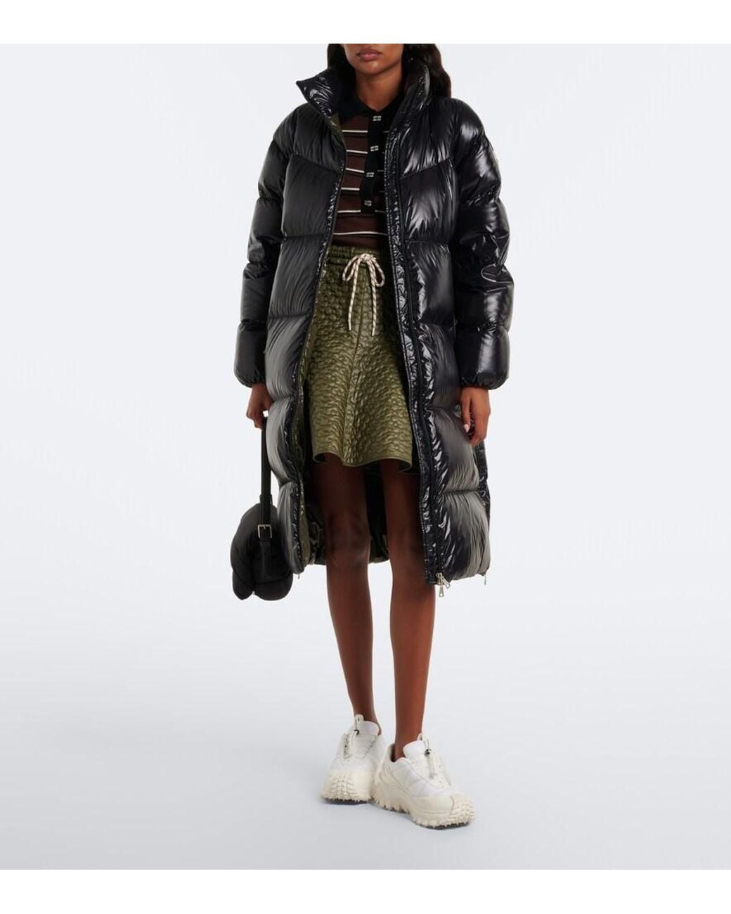 Moncler White Trailgrip Puffer Leather-Trimmed Sneakers
