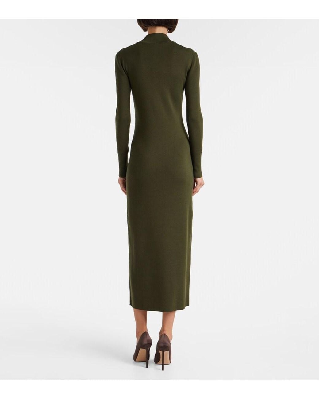 Tom Ford Green Knitted Wool Midi Dress