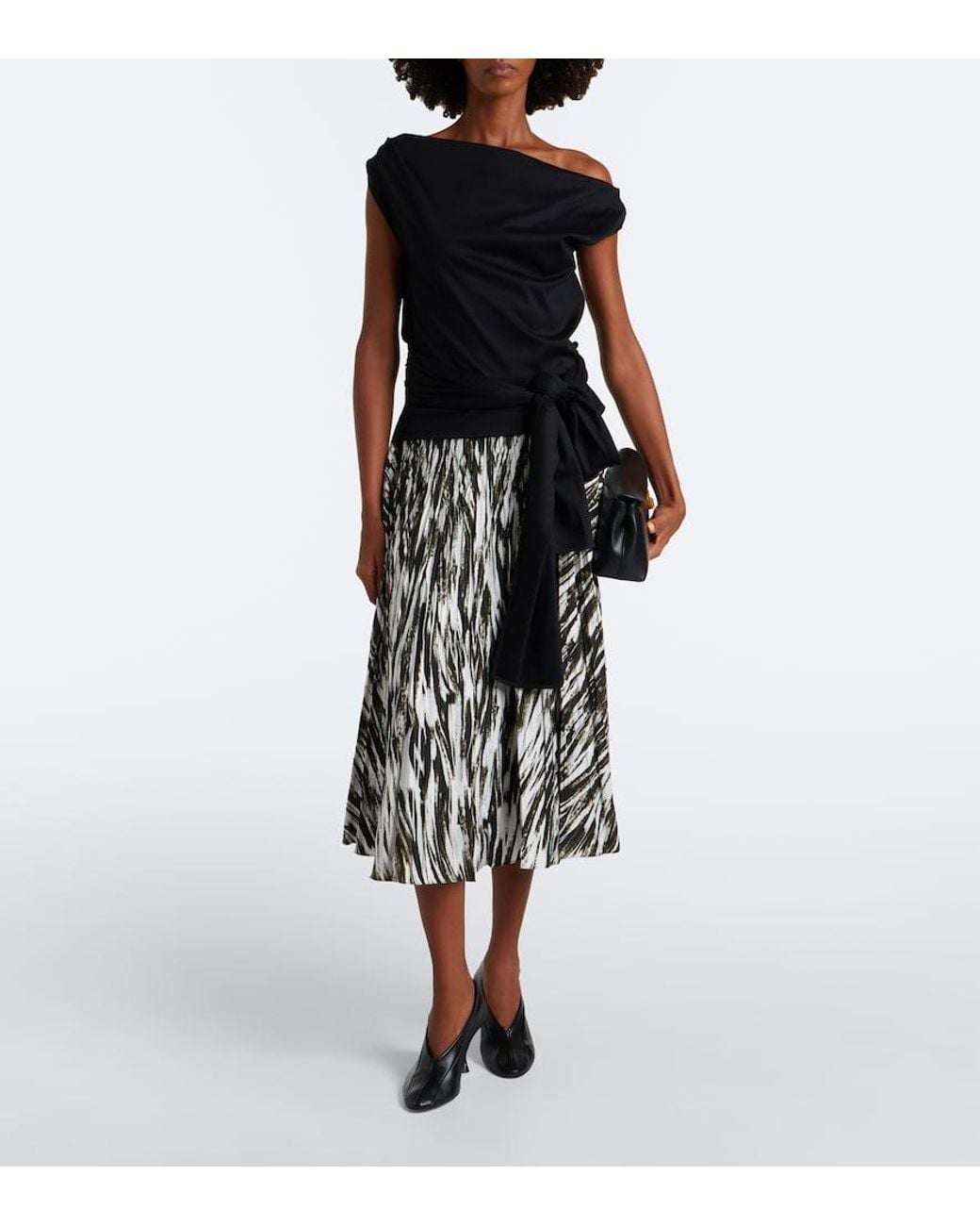 Proenza Schouler Black Label Runa Printed Twill Midi Skirt