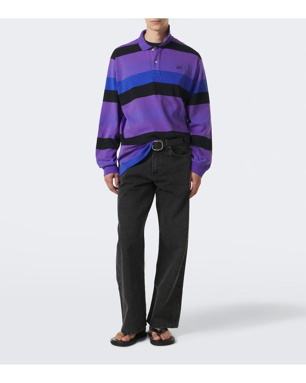 ERL Purple Striped Cotton Jersey Polo Shirt for men