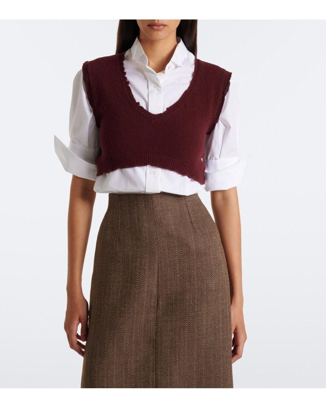 Maison Margiela Purple Cropped Virgin Wool Sweater Vest