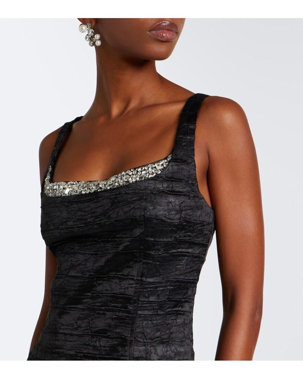 Jonathan Simkhai Black Martina Embellished Satin Gown