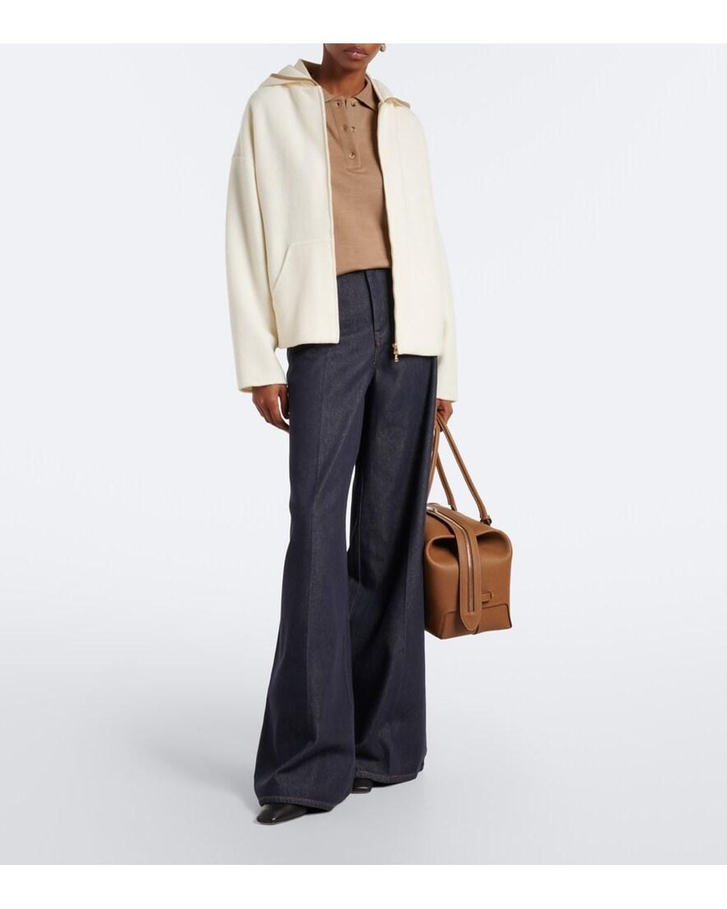 Max Mara White Wool And Cashmere-Blend Hoodie