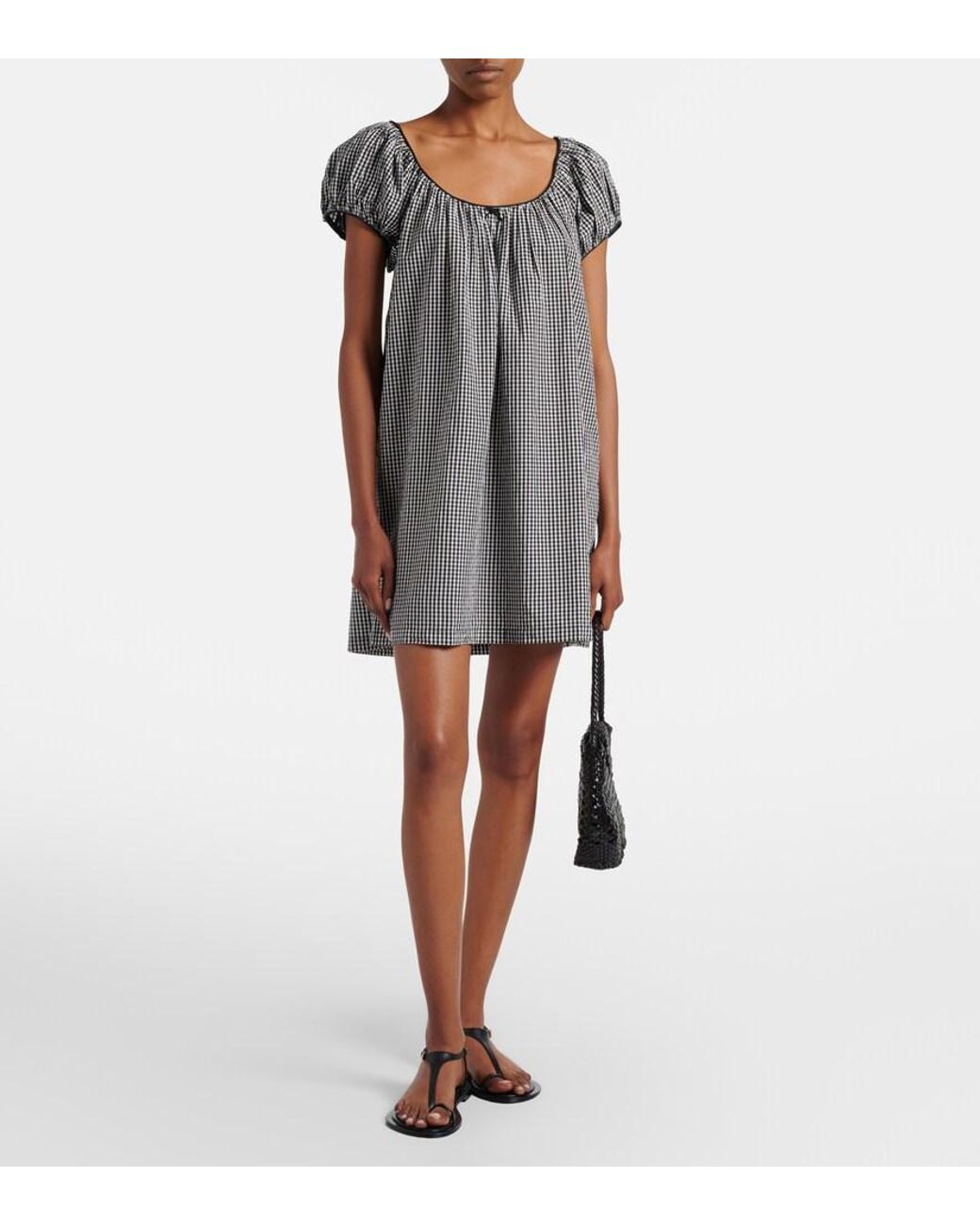 Doen Gray Julia Gingham Cotton Poplin Minidress