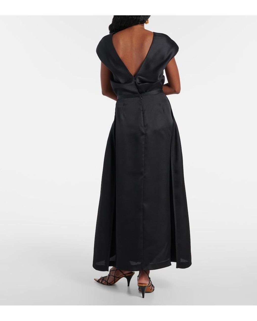Khaite Black Mila Silk Maxi Skirt