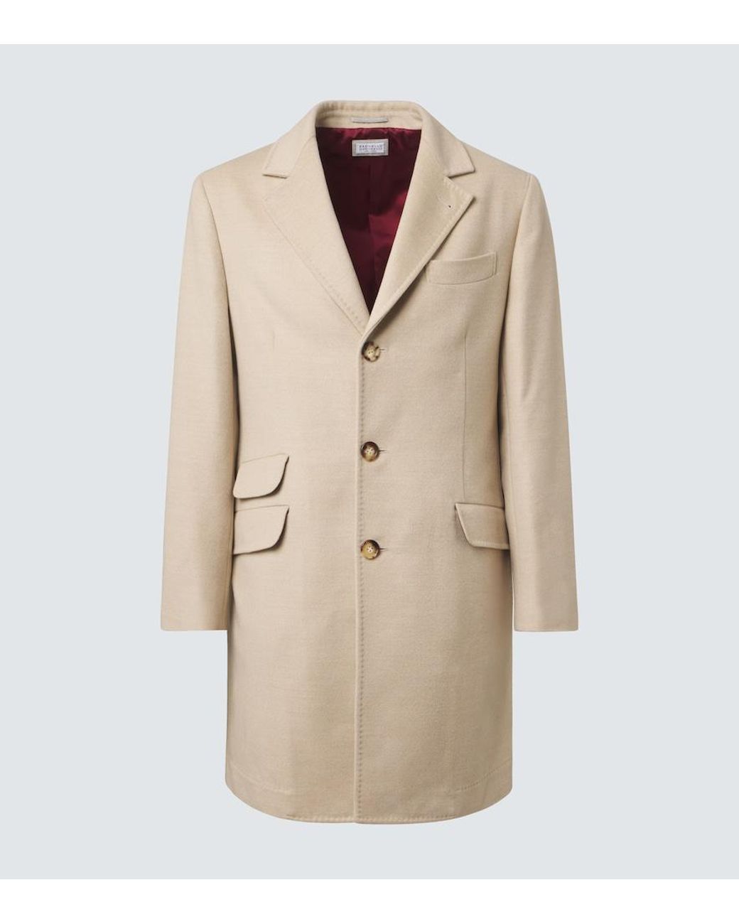 Brunello Cucinelli Natural Virgin Wool Coat for men