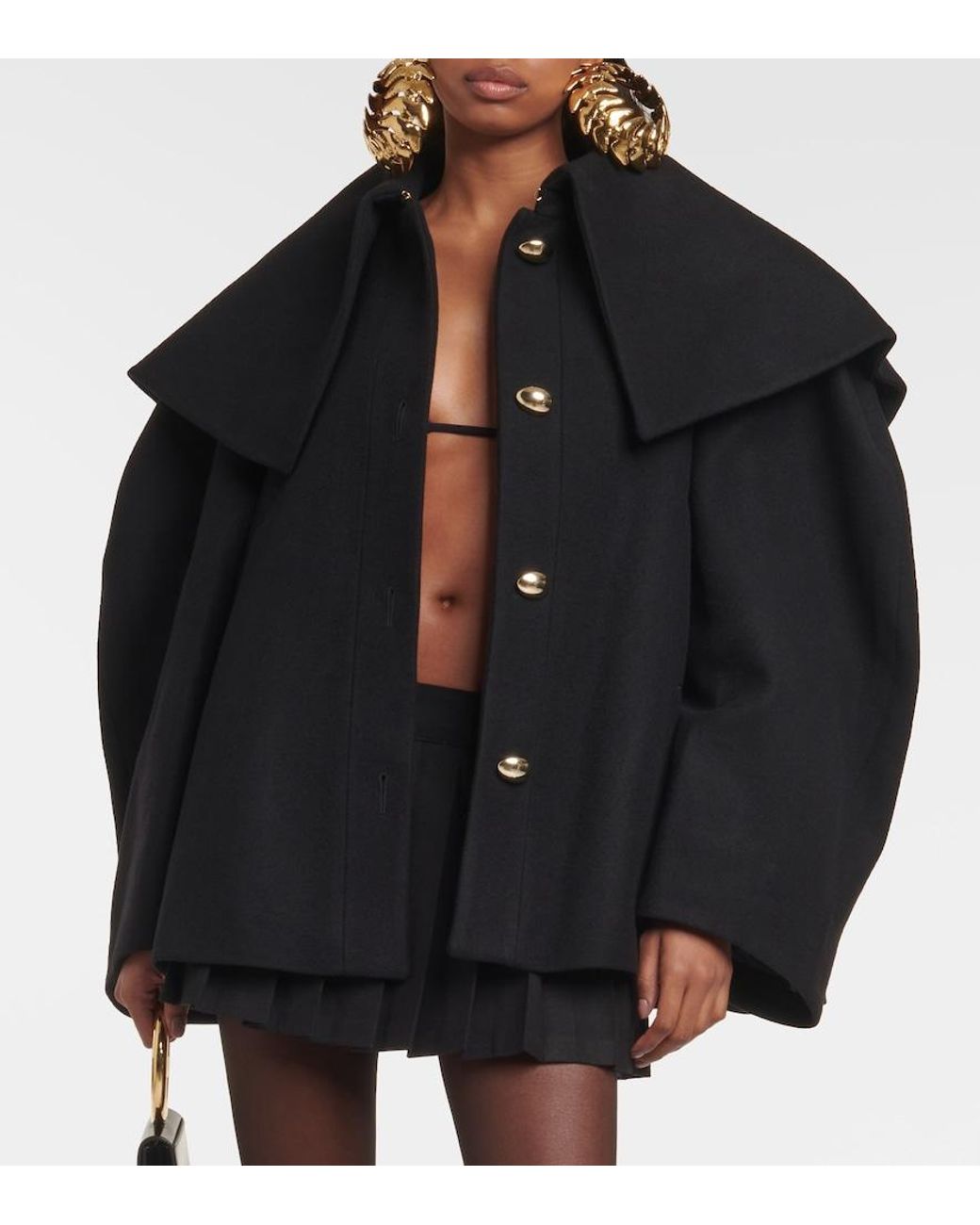 Nina Ricci Black Wool-Blend Coat