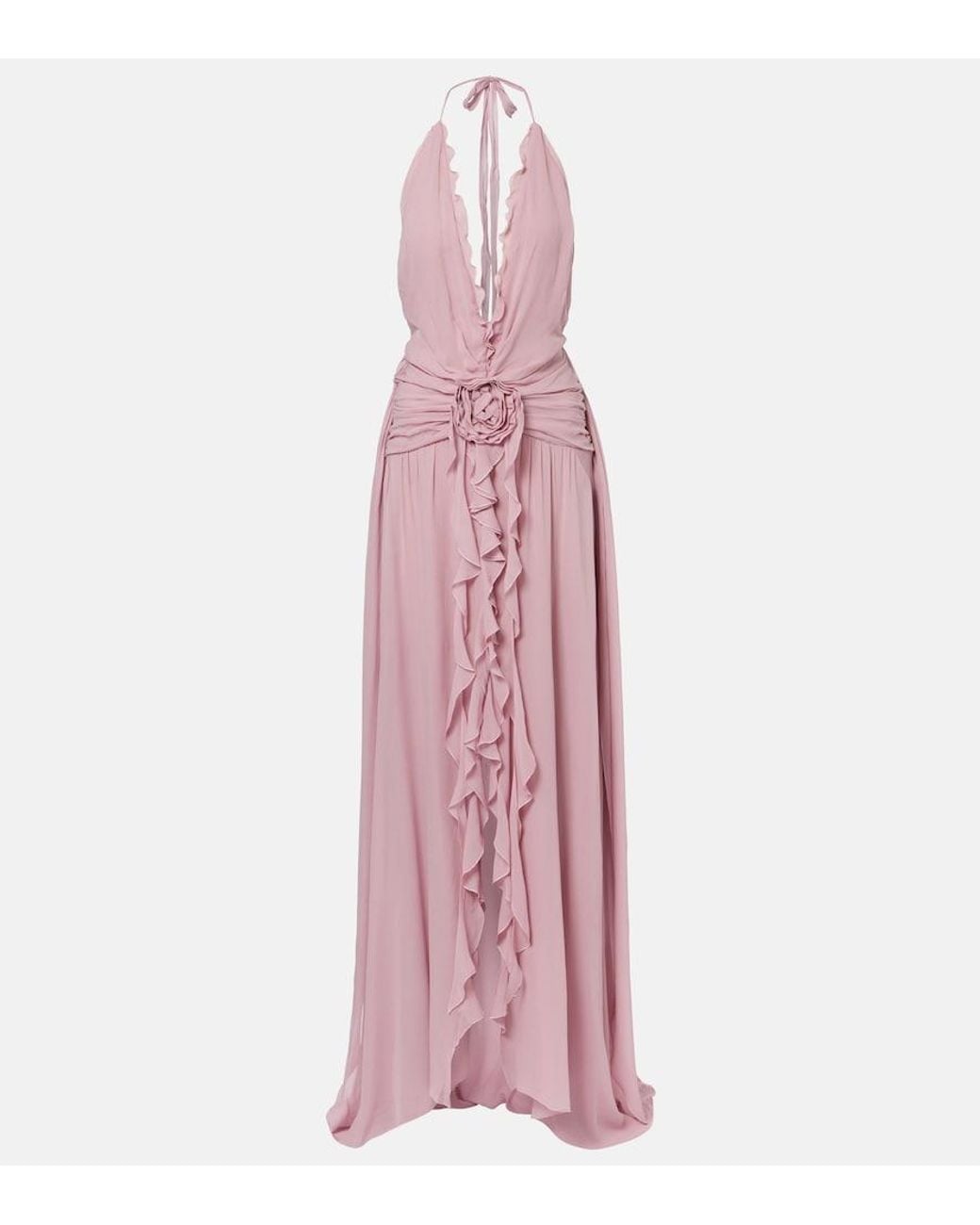 Blumarine Pink Ruffled Georgette Gown
