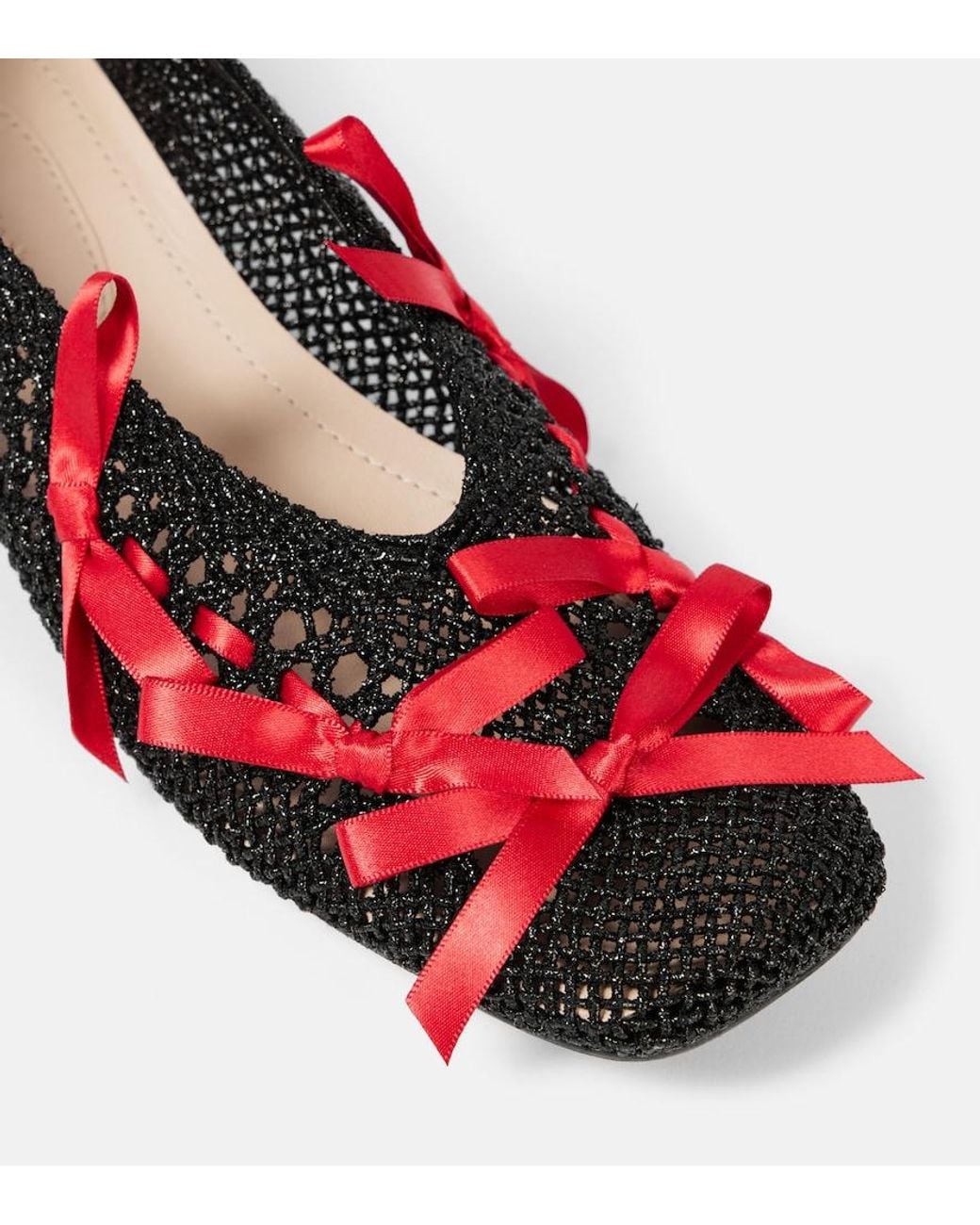 Simone Rocha Red Ballerinas Aus Haekelstrick