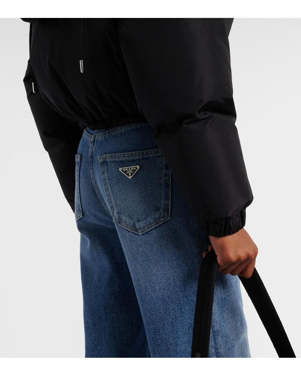 Prada Black Re-Nylon Cropped Down Jacket