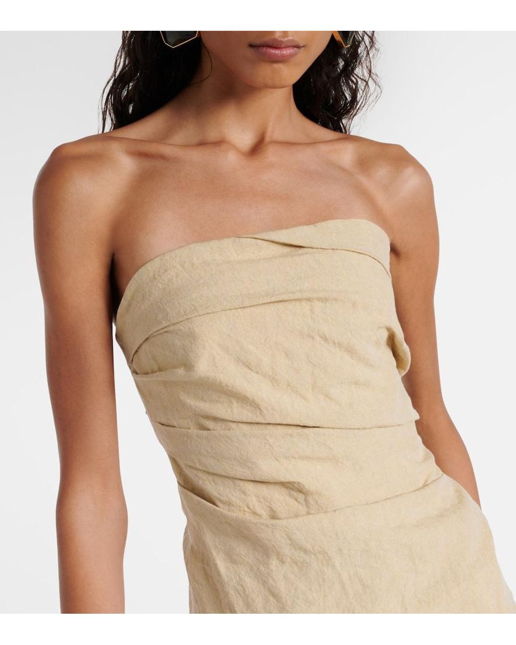 TOVE Natural Izel Strapless Linen Top