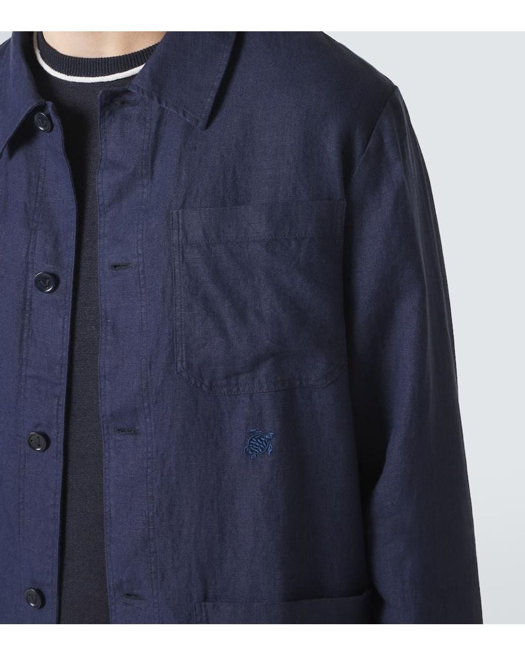 Vilebrequin Blue Linen Overshirt for men
