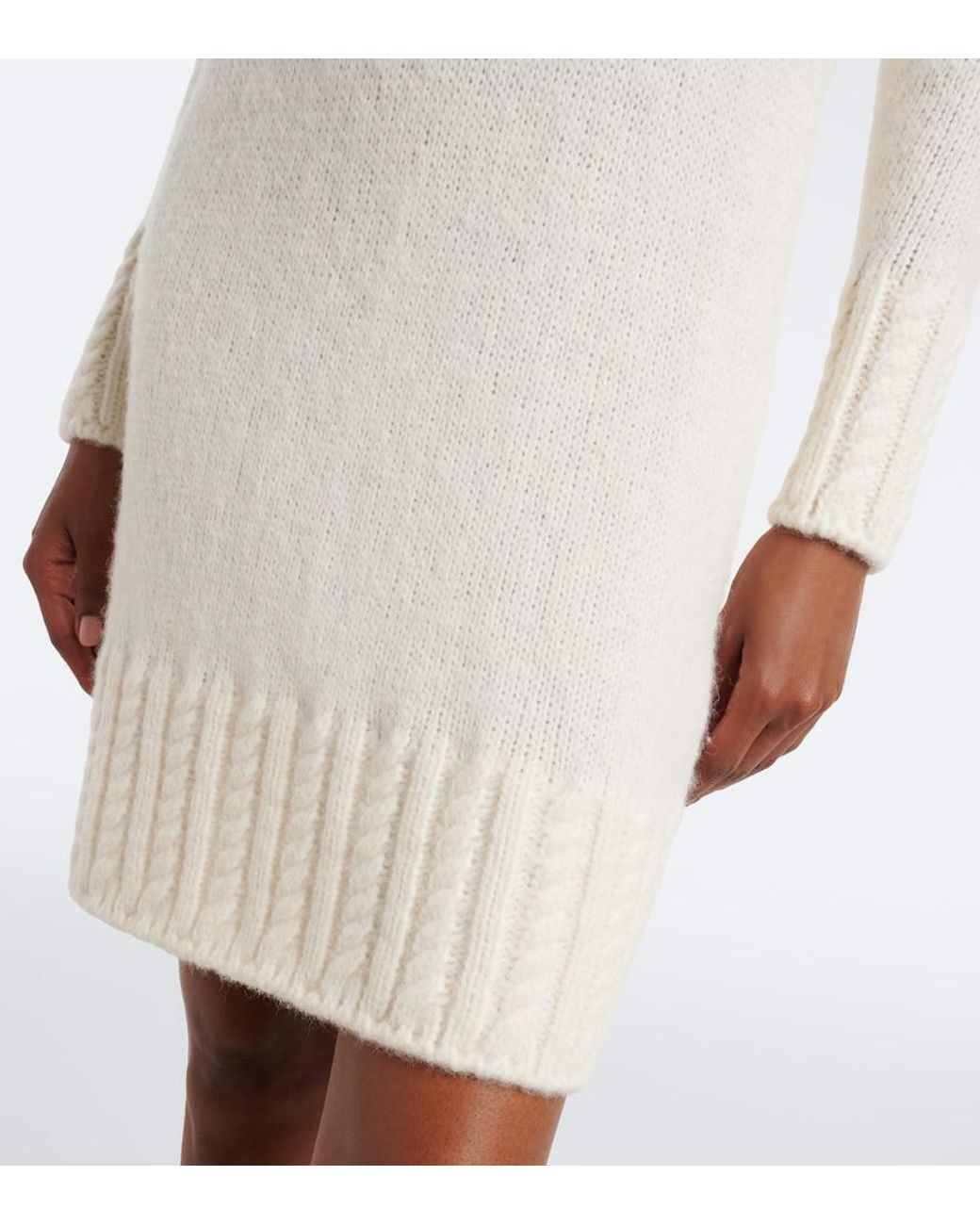 Moncler White Turtleneck Alpaca And Wool-Blend Minidress