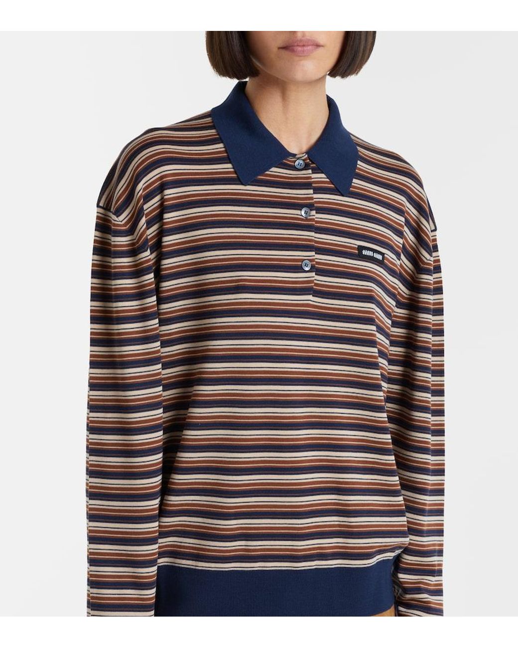 Miu Miu Multicolor Striped Virgin Wool Polo Sweater