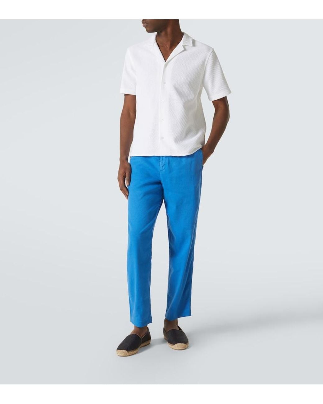 Orlebar Brown Blue Alex Linen-Blend Straight Pants for men