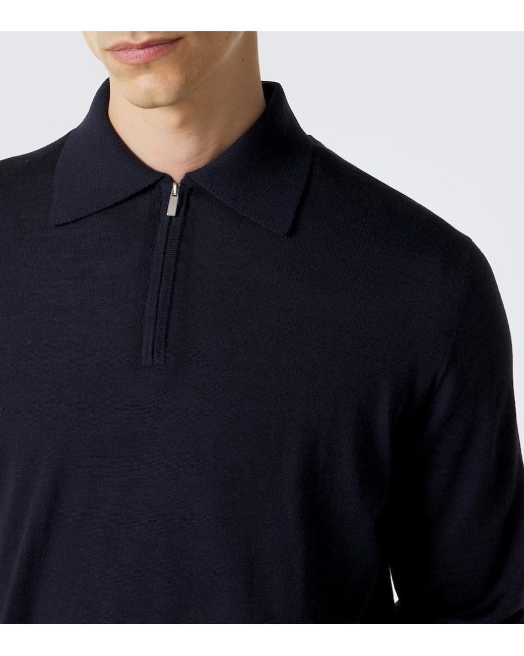 Lardini Blue Wool, Silk, And Cashmere Polo Sweater for men