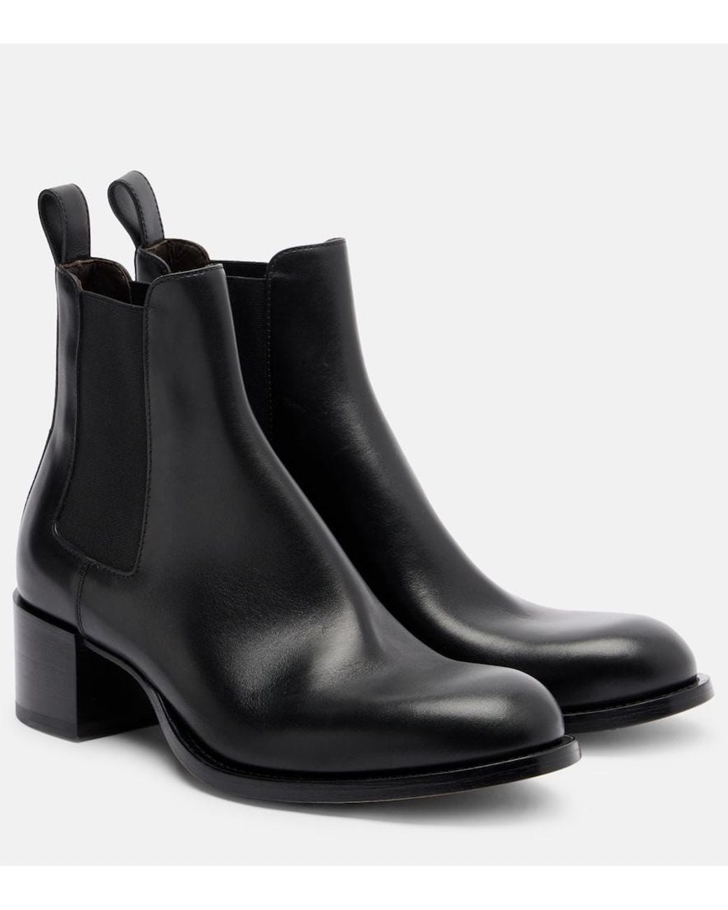 The Row Black Nobilis Chelsea Leather Ankle Boots
