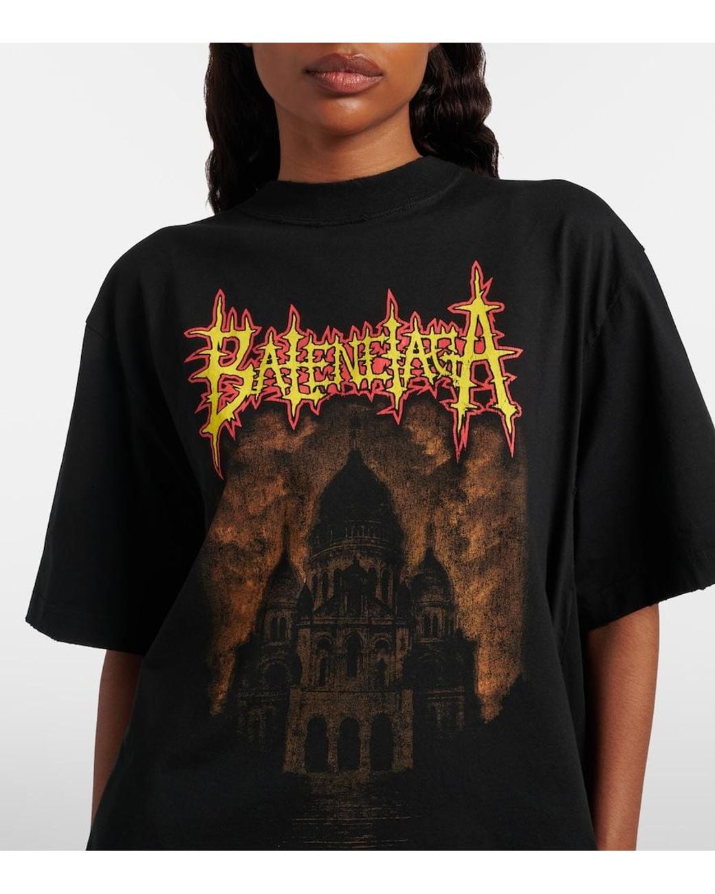 Balenciaga Black Sacré Caur T-Shirt Mit Schleppe