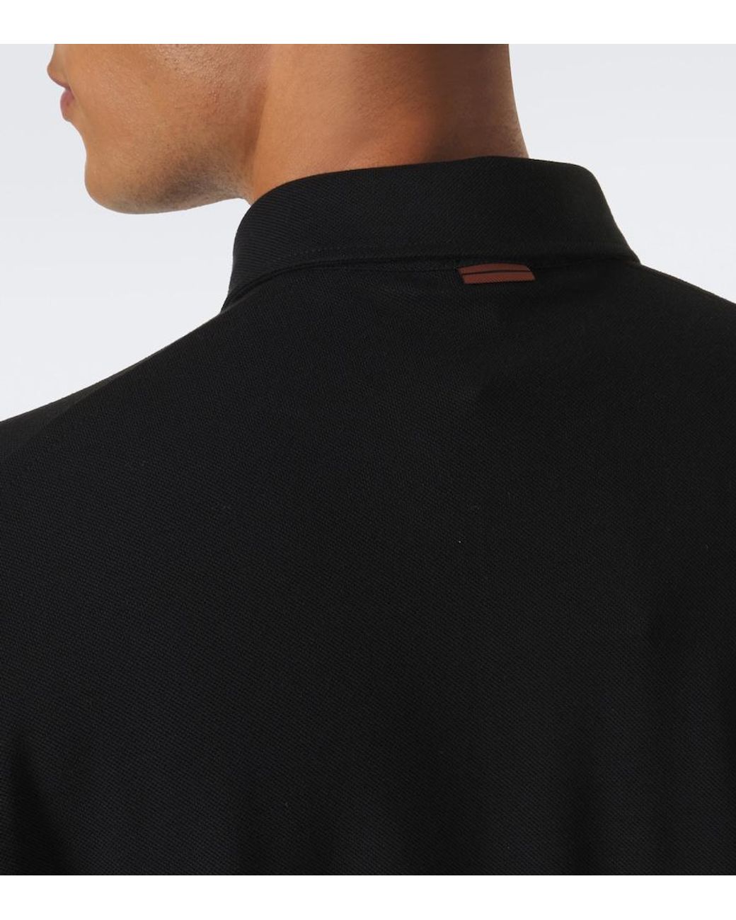 Zegna Black Cotton Pique Polo Shirt for men