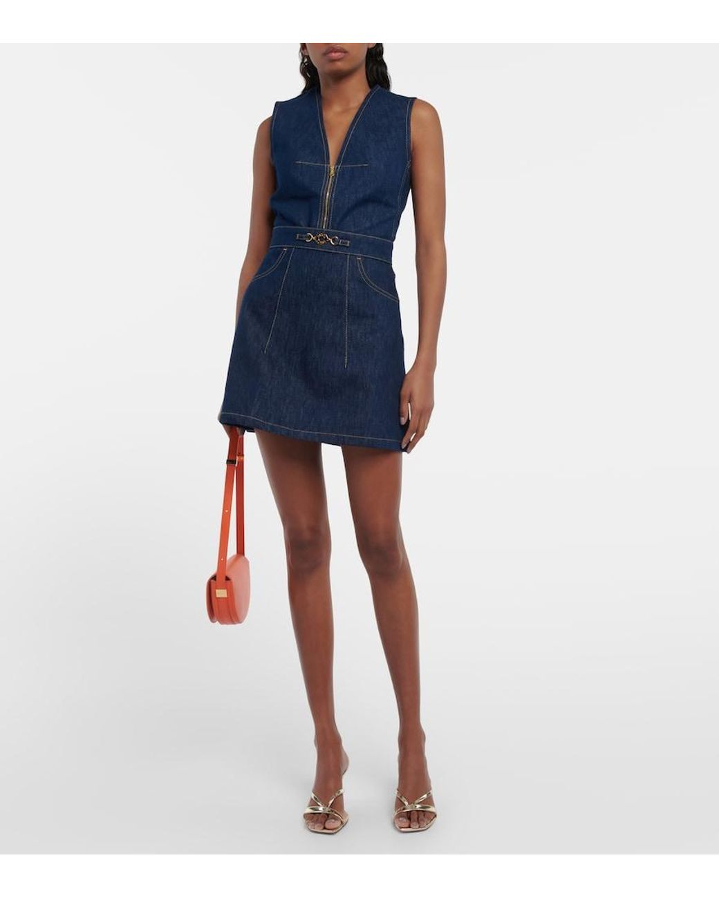 Patou Blue High-Rise Denim Miniskirt