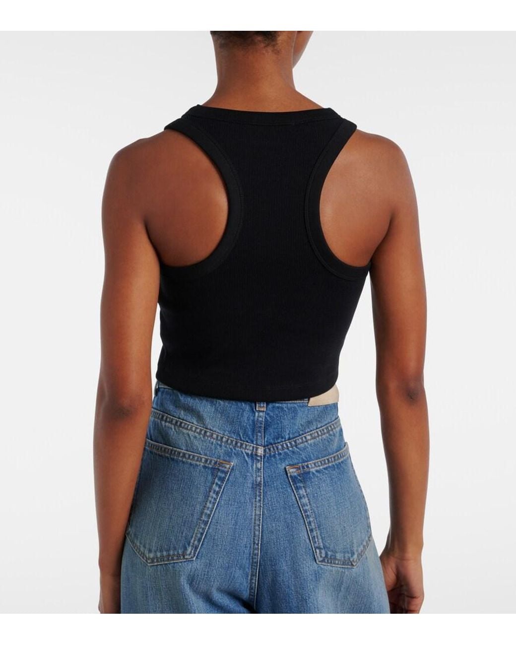 Tank Top Cropped De Algodon Con Logo Givenchy de color Black