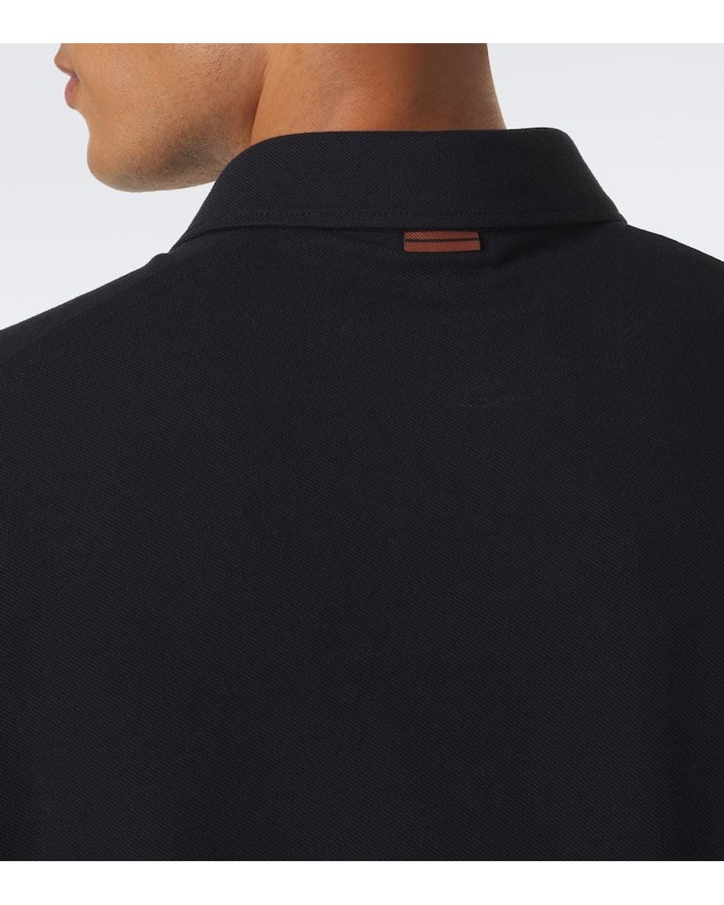 Zegna Blue Cotton Pique Polo Shirt for men