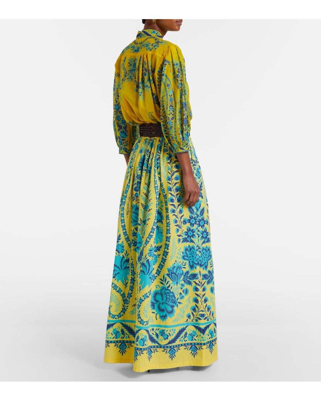 Etro Green Printed Cotton Maxi Skirt
