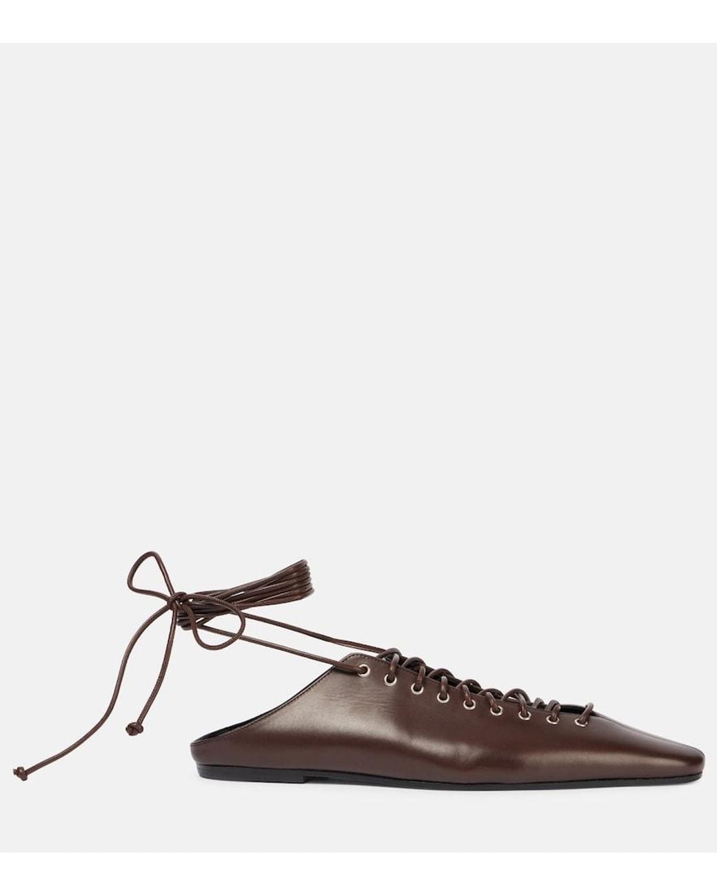Dries Van Noten Brown Leather Lace-Up Flats