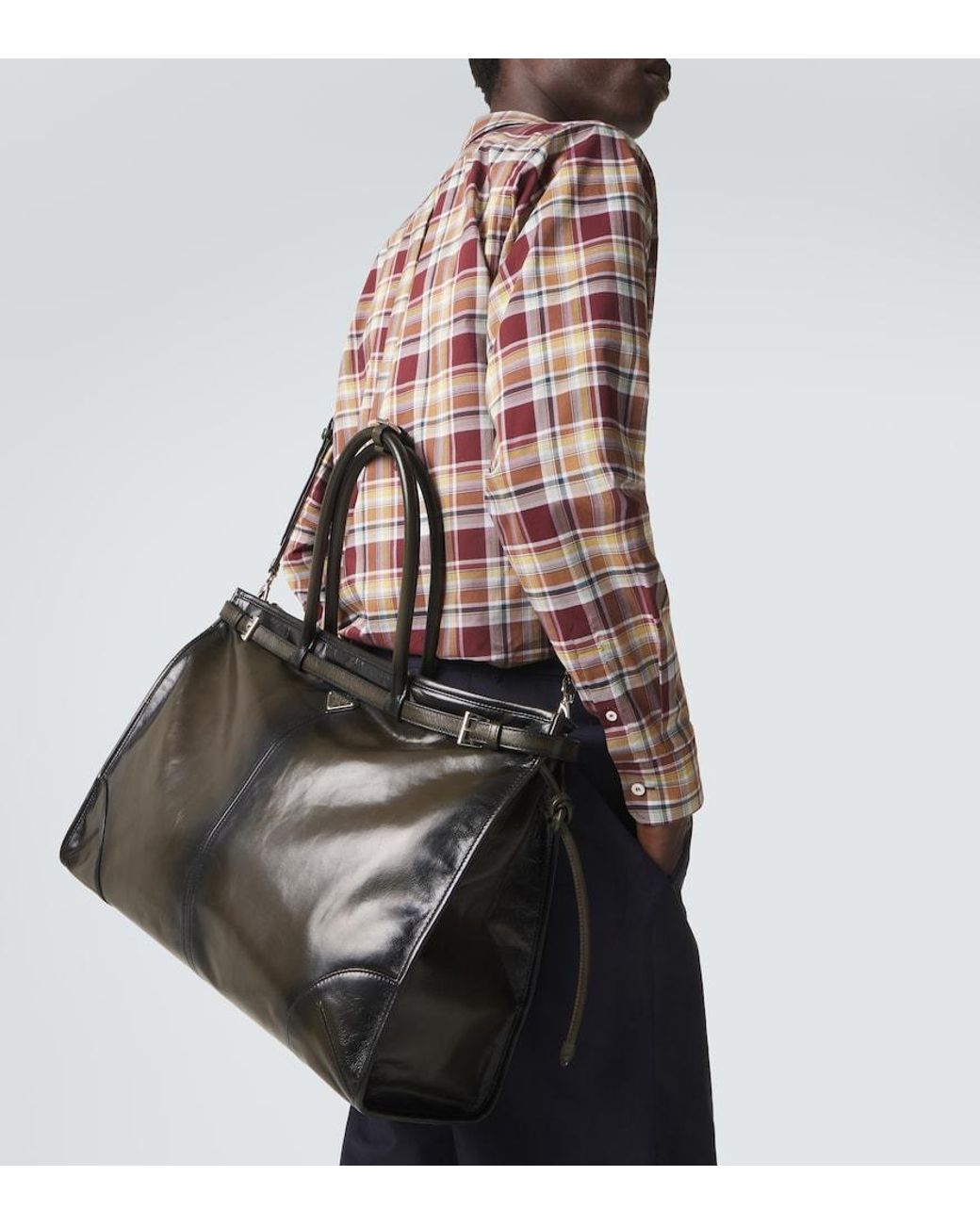 Prada Black Bonnie Leather Tote Bag for men