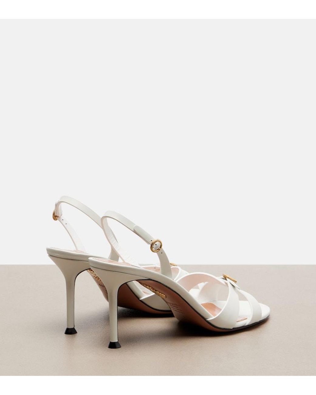 Aquazzura White Iza Leather Slingback Sandals