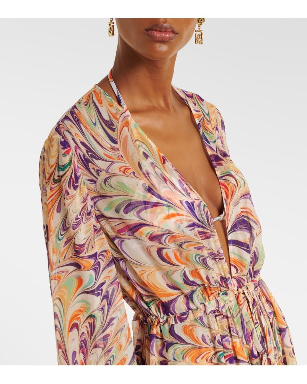 Alexandra Miro Multicolor Chloe Printed Georgette Kaftan