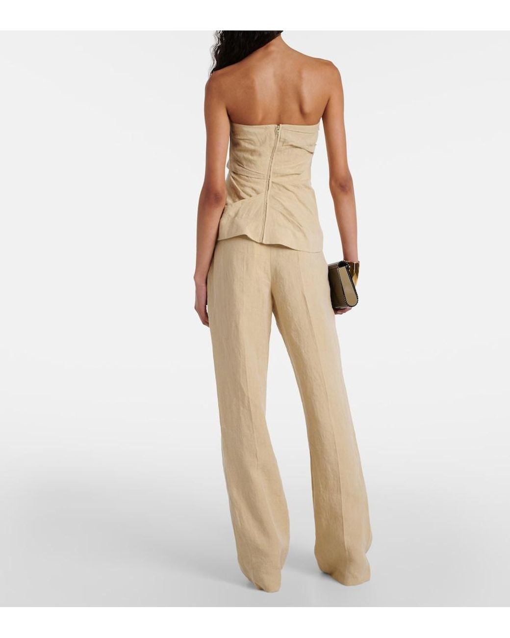 TOVE Natural Izel Strapless Linen Top