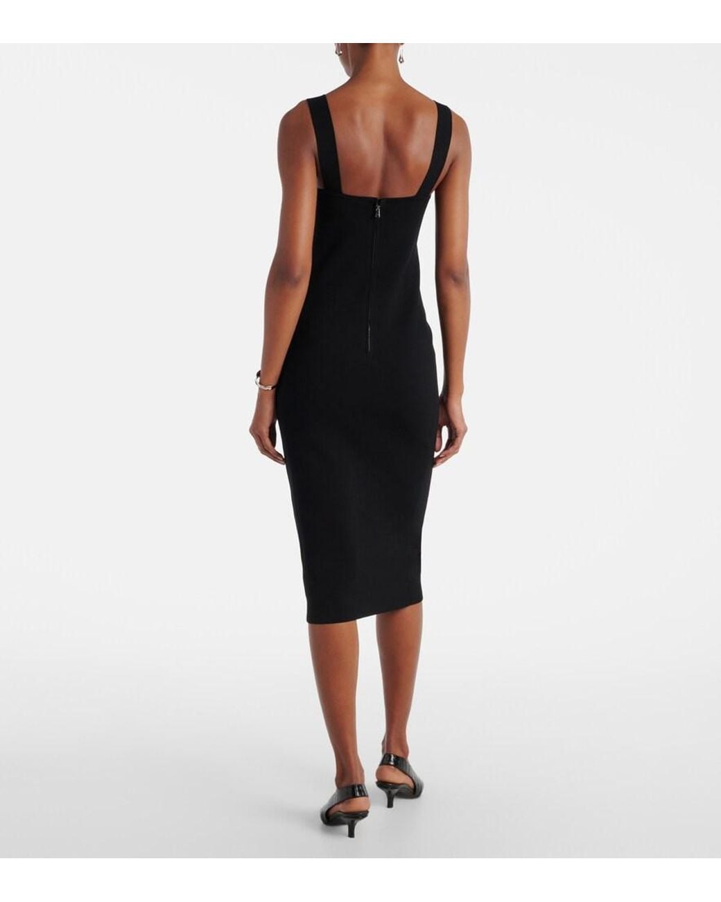 Max Mara Black Teak Knitted Midi Dress