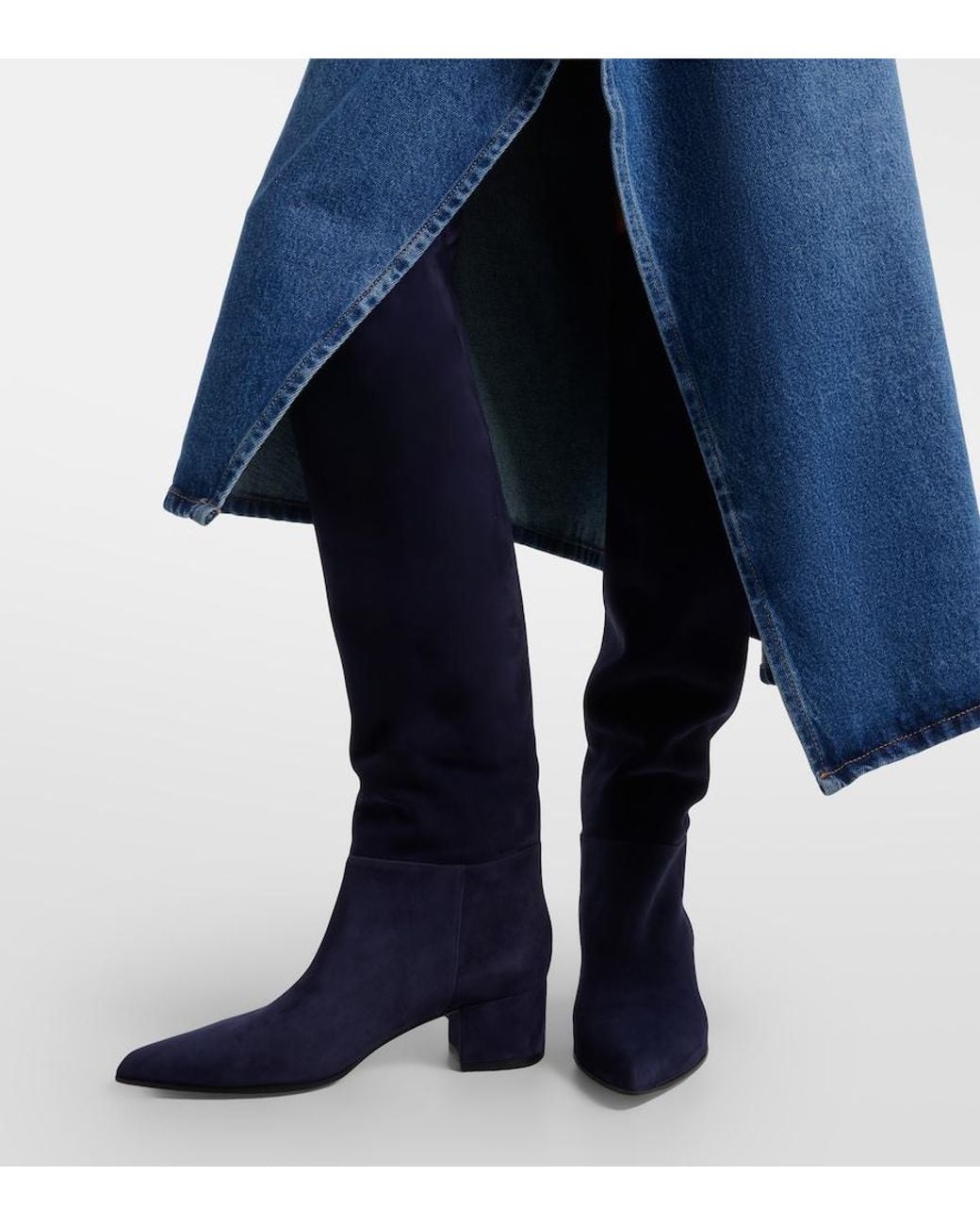 Gianvito Rossi Blue Suede Knee-High Boots