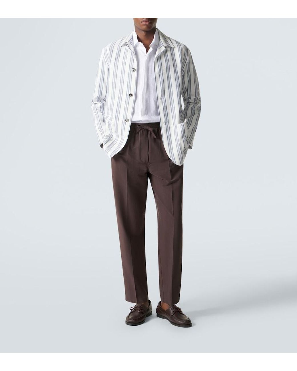 Brioni White Striped Cotton And Linen Blazer for men