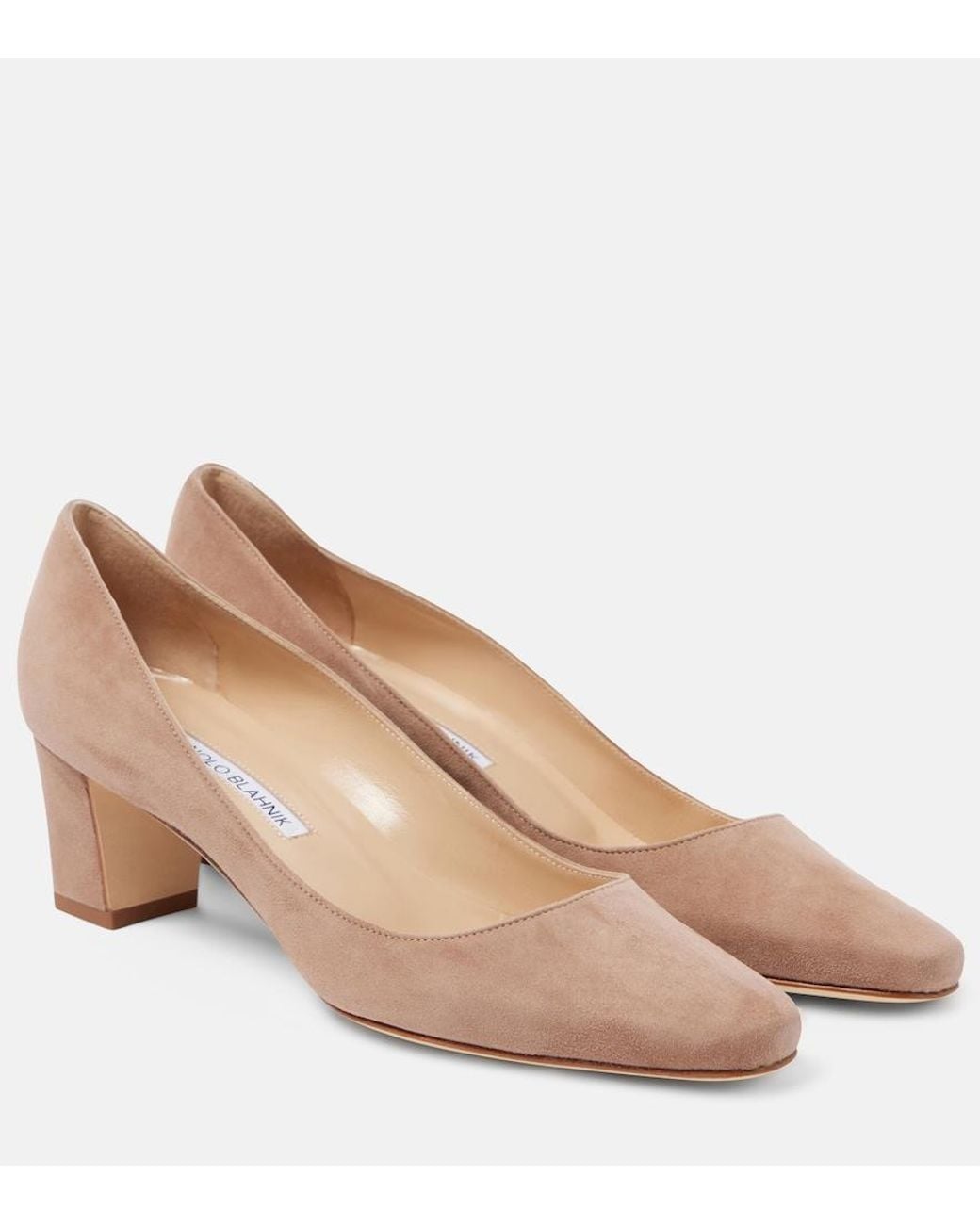 Manolo Blahnik Natural Okkatopla Suede Pumps