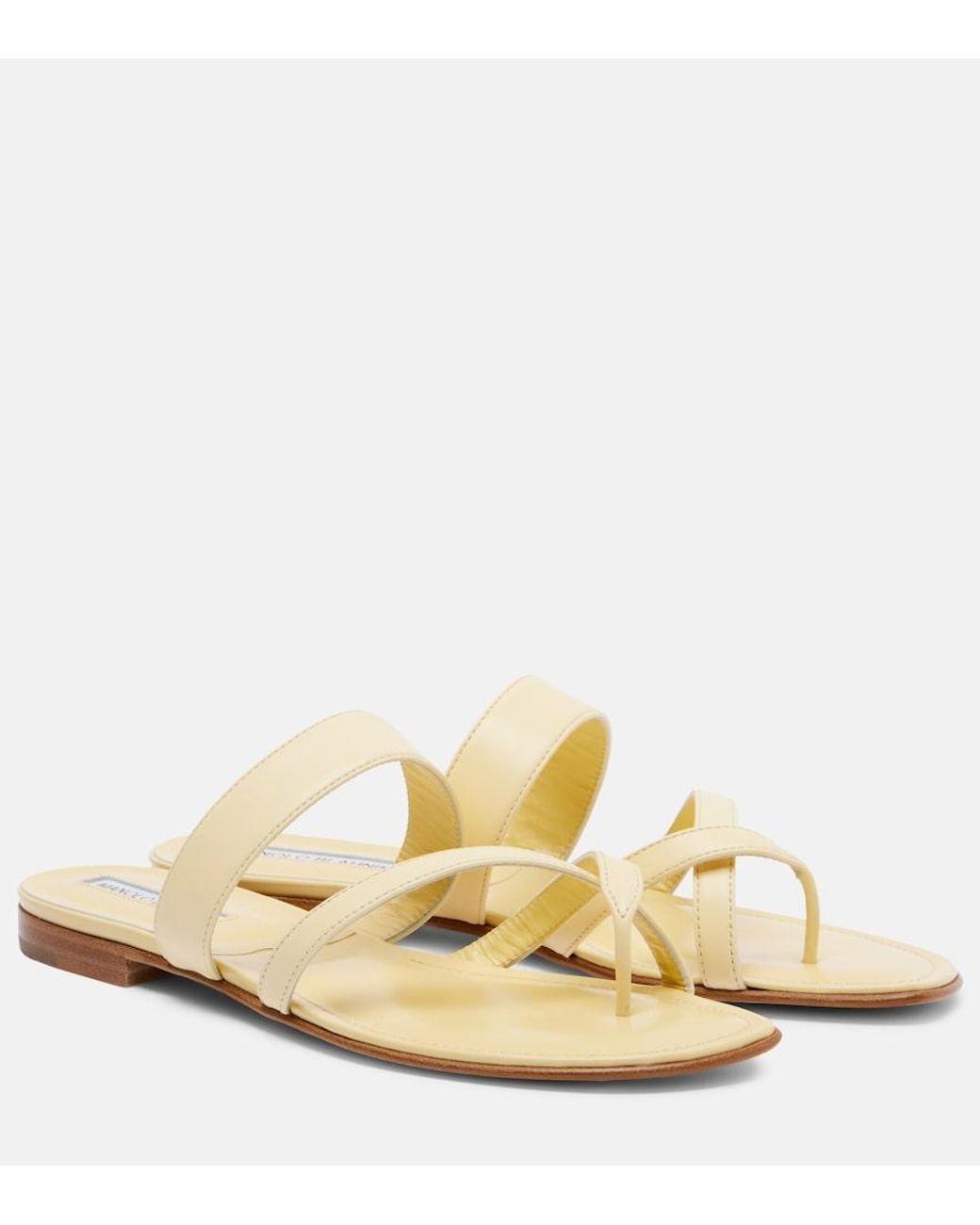 Manolo Blahnik Natural Susa Leather Sandals