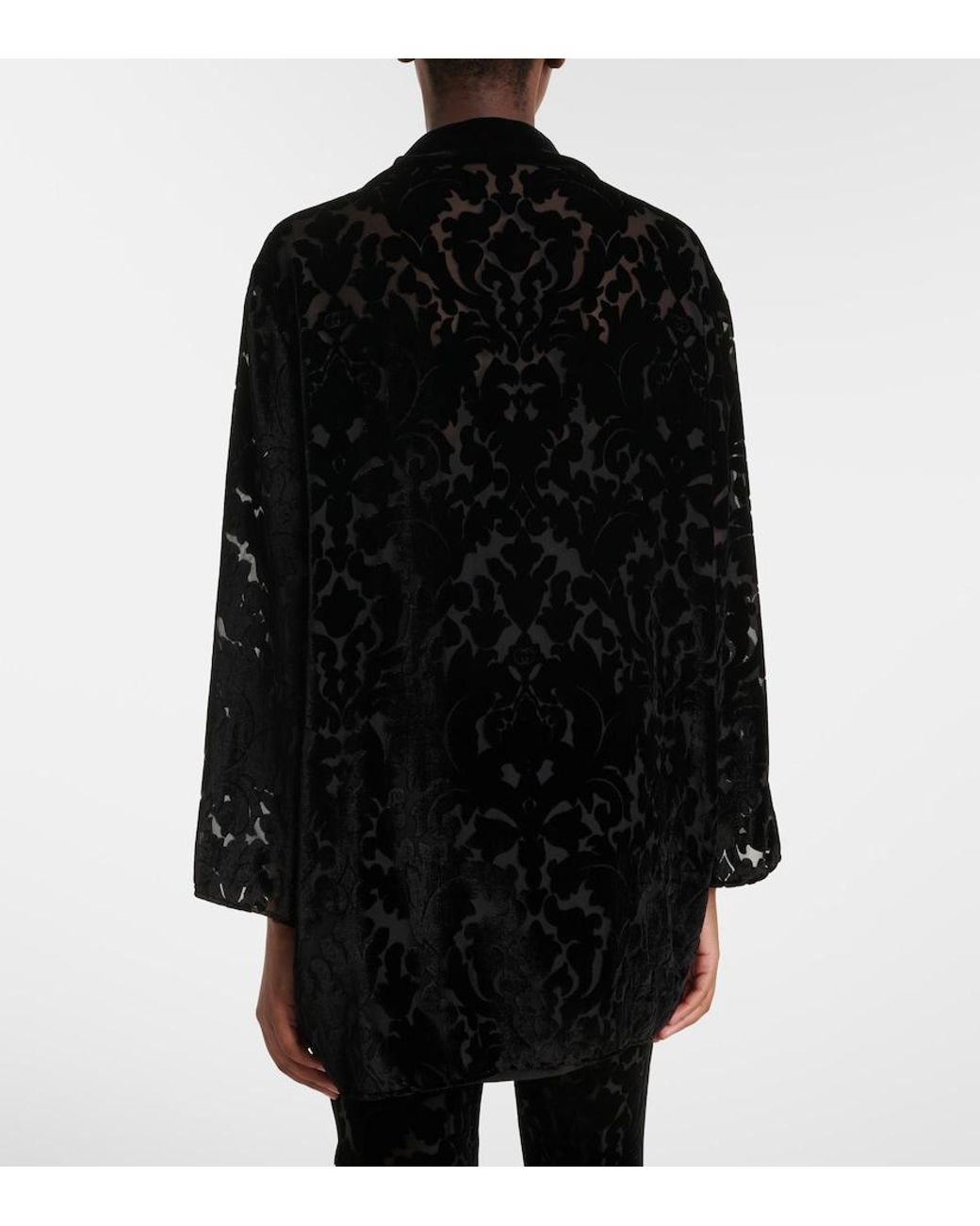 Gucci Black Floral Devore Velour Shirt