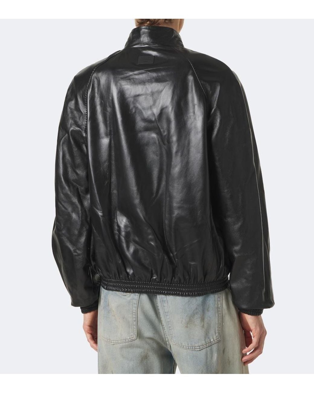 Acne Black Leather Jacket for men