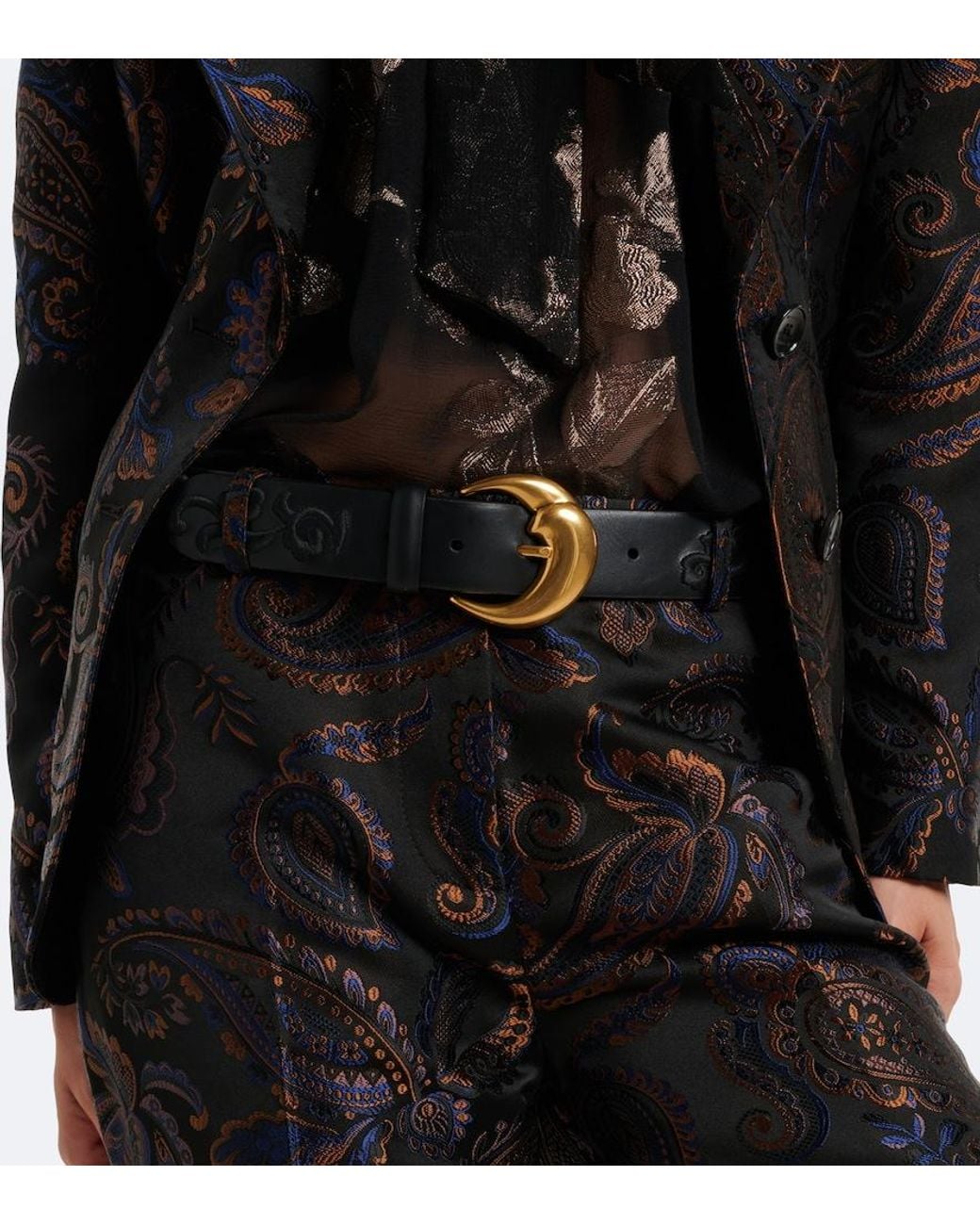 Etro Black Embroidered Leather Belt