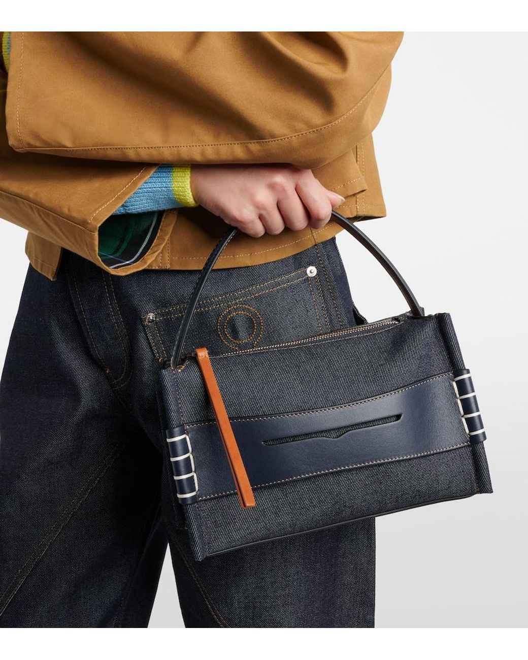 J.W. Anderson Blue Loafer Small Denim Shoulder Bag